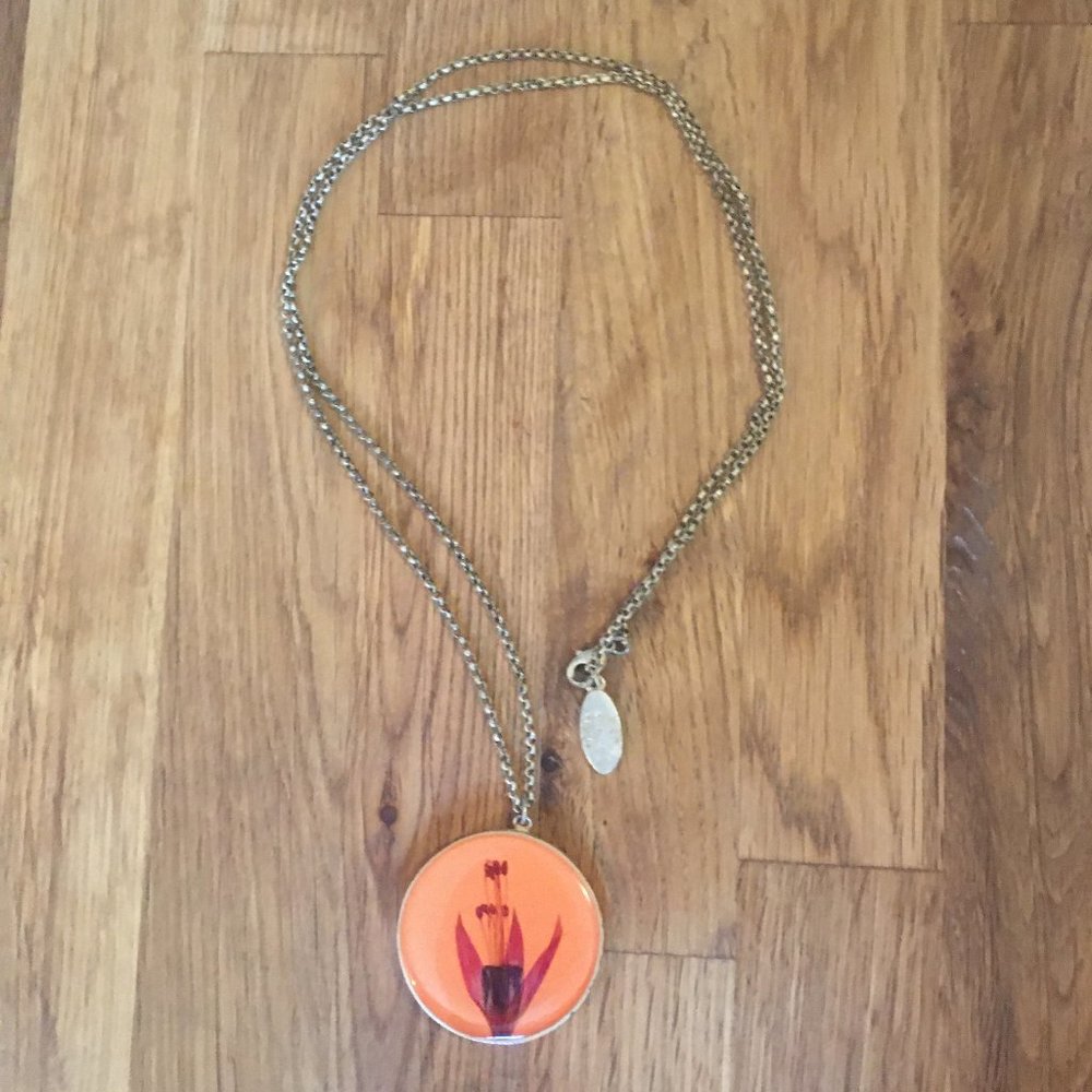 Floral Pendant Necklace - Brass